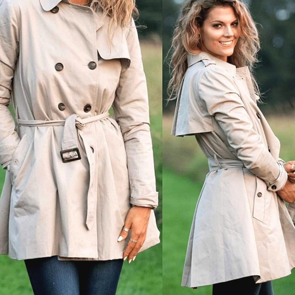 Sugarlips Light Beige Double-Breasted Trench Coat